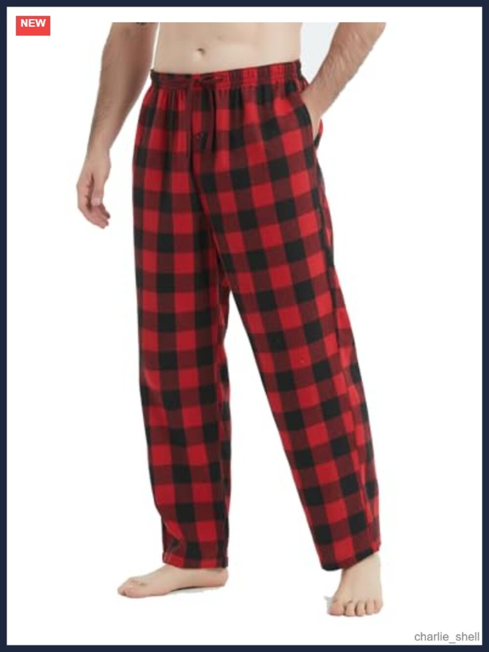 Men's Flannel Cotton Plaid Pajama Pants with Pockets and Button Fly